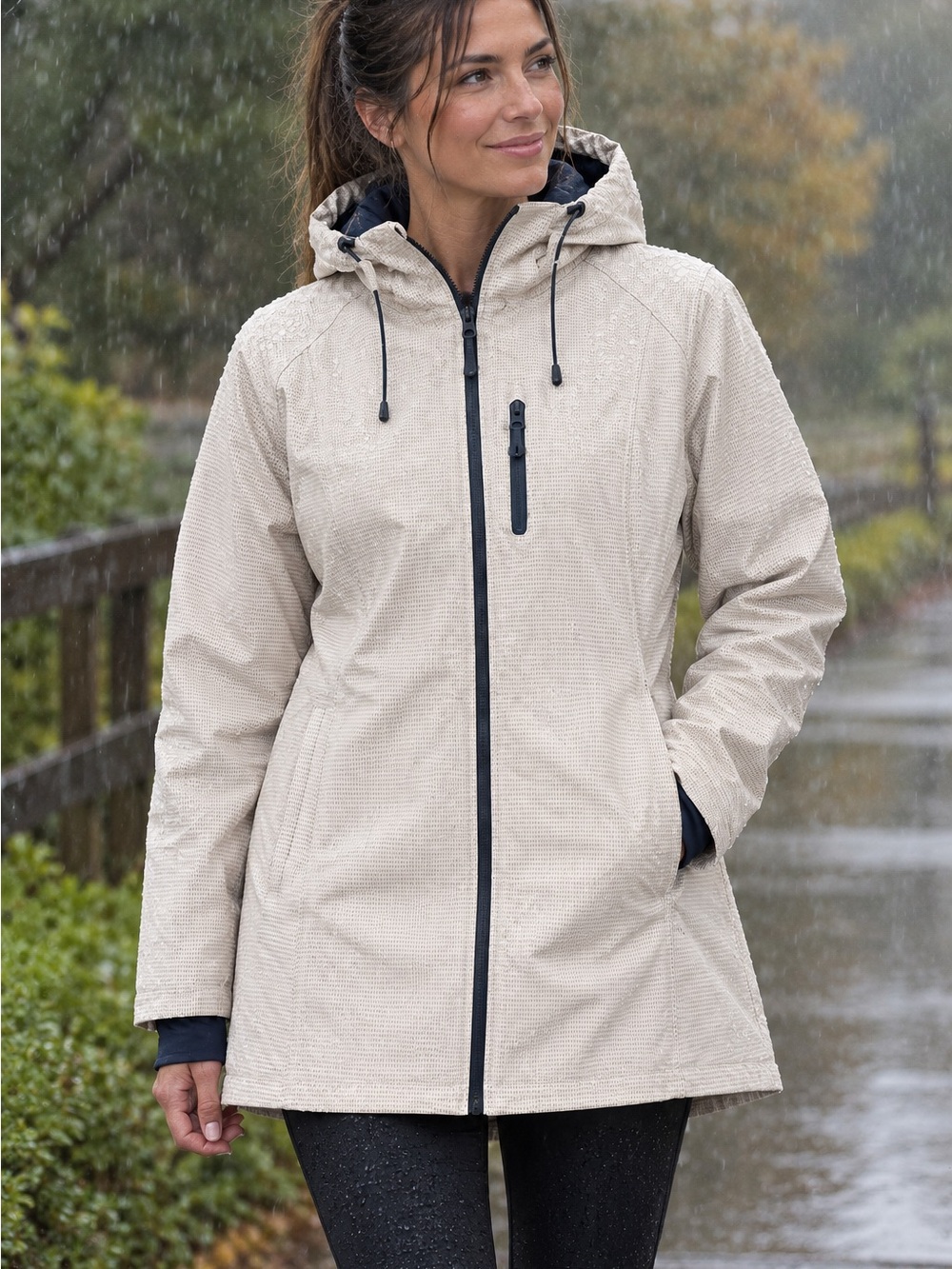 Women’s Nautica Hooded Water-Resistant Trench Coat